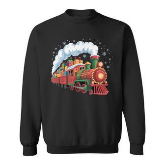 Santa Train Lights Snow Christmas Winter Holiday Sweatshirt - Thegiftio UK