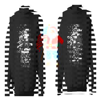 Santa Usa American Flag Christmas In July Happy 4Th Of July Sweatshirt - Thegiftio