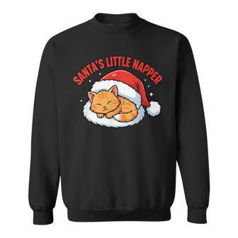 Santa’S Little Napper Cute Christmas Cat Sweatshirt - Thegiftio UK