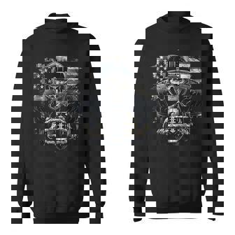 Scary Game Day Skeleton American Football Halloween USA Flag Tank Top Sweatshirt Unisex | Mazezy