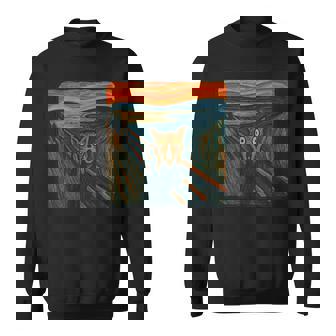 Screaming Cat Expressionist Art Parody Halloween Meme Sweatshirt Unisex | Mazezy