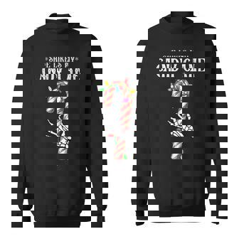 She Likes My Candy Cane Skeleton Couples Christmas Lights Sweatshirt - Thegiftio