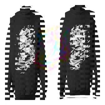 Skateboarding Cat Fiery Flames Tank Top Sweatshirt Unisex | Mazezy