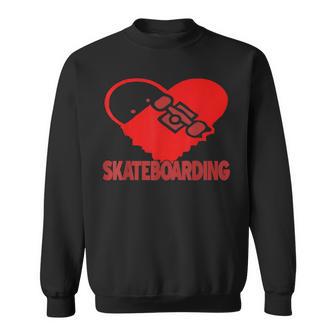 Skateboarding Is My Passion Bold Red Heart Style Vibes Sweatshirt Unisex | Mazezy