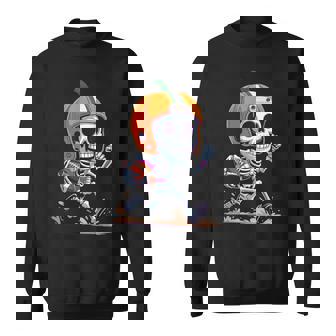 Skeleton American Football Player Spooky Sports Graphic Kids Sweatshirt Unisex | Mazezy