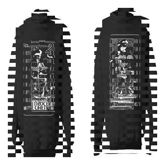 Skeleton The Crocheter Tarot Card Knitter Crochet Lover Sweatshirt | Mazezy