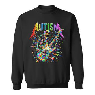 Skeleton Guitar Player Rock Music Autism Awareness Boys Sweatshirt - Seseable