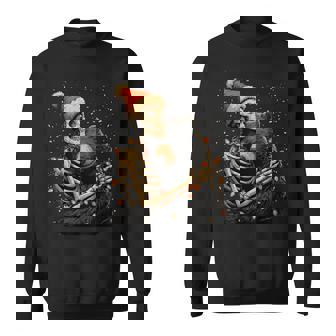 Skeleton Hugging Bear Santa Hat Snow Gothic Christmas Sweatshirt - Monsterry