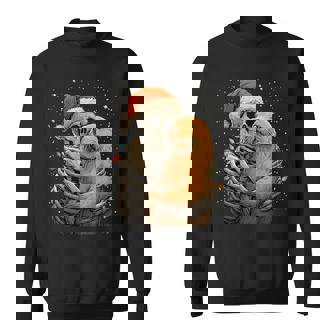 Skeleton Hugging Seal Santa Hat Snow Gothic Christmas Animal Sweatshirt - Monsterry