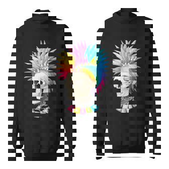 Skull Rainbow Mohawk Spike Hair Sweet Punk Hardcore Music Sweatshirt Unisex | Mazezy