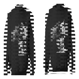 Sneaky フレンチブルドッグ ドッグ ドッグ フレンチ ポッキング ヘッド フェイス 長袖tシャツ スウェットシャツ - Kawaiitshirt