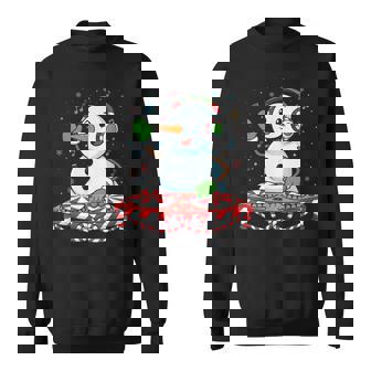 Snowman DJ Christmas Party Music Lover Winter Holiday Sweatshirt Unisex | Mazezy