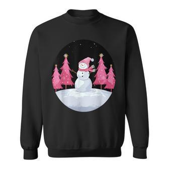 Snowman Winter Blush Frosty Whimsical Pink Christmas Sweatshirt - Monsterry UK