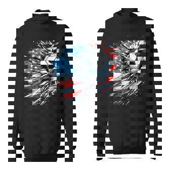 Soccer Ball 4th Of July Boys American Flag Patriotic Sweatshirt Unisex | Mazezy