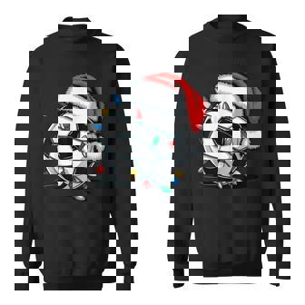 Soccer Ball Santa Hat Christmas Lights Pajamas Xmas Holiday Sweatshirt - Thegiftio