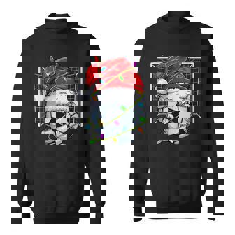 Soccer Christmas Lights Santa Hat Sports Lover Game Day Boys Sweatshirt | Seseable FR