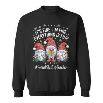 Social Studies Teacher Gnome Everything Is Fine Christmas Tank Top Sweatshirt Unisex | Mazezy