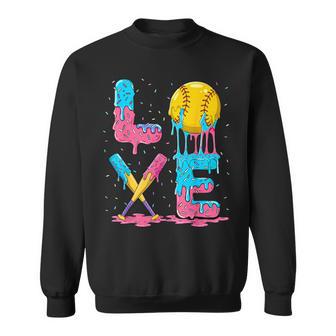 Softball Player Love Drip Ice Cream Colorful Softball Sweatshirt - Thegiftio UK