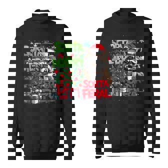 Sorta Merry Feral Raccoon Christmas Holiday Sweatshirt | Mazezy