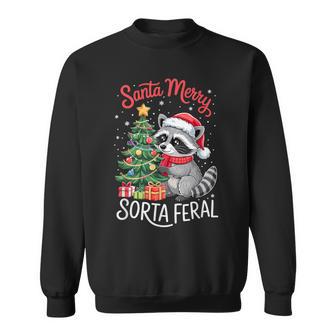 Sorta Merry Sorta Feral Raccoon Hot Cocoa Cup Christmas Tree Sweatshirt - Thegiftio UK