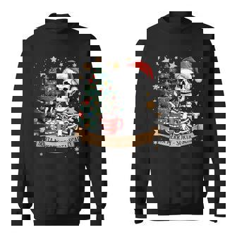 Sorta Merry Sorta Scary Retro Skeleton Hot Cocoa Christmas Sweatshirt - Monsterry