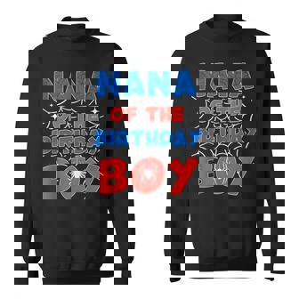 Spider Web Birthday Party Nana Of The Birthday Boy Kids Tank Top Sweatshirt Unisex | Mazezy