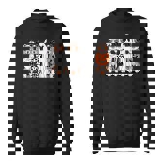 Spooky Ghost Australian Shepherd Pumpkin Halloween Skeleton Sweatshirt Unisex | Mazezy
