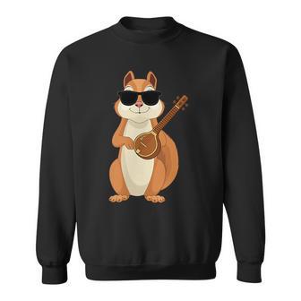 Squirrel Wearing Sunglasses Playing Sitar Sitarist Sweatshirt Unisex | Mazezy