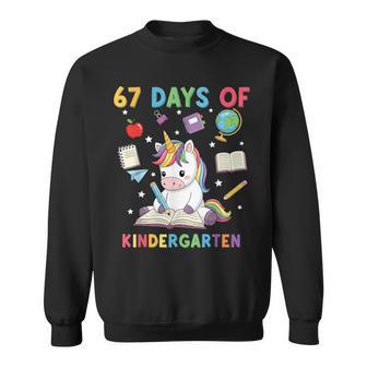 Survived 100 Day Of School Six Seven 67 Unicorn Kindergarten Sweatshirt - Thegiftio UK