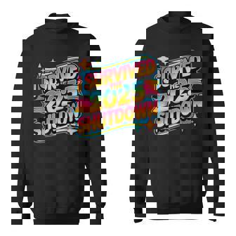 I Survived The 2025 Shutdown Groovy Government Employee Joke Sweatshirt Unisex | Mazezy