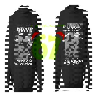 I Survived 67 Days Of School Christmas Candy Cane Six Seven Sweatshirt - Thegiftio