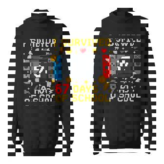 I Survived 67 Days Of School 67 Meme Gamer Students Matching Sweatshirt - Thegiftio