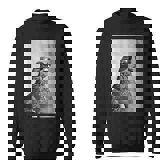 Süße Taube Mitonnenbrille Fotokabine Hipster Mode Tierfoto Sweatshirt - Geschenkecke