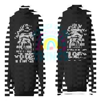 Teacher Of All Things Rainbow Pencil Apple Back To School Sweatshirt Unisex | Mazezy