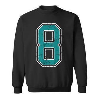 Teal And White Number 8 Jersey Player Uniform 8 Fan Sweatshirt - Thegiftio UK