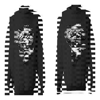 Tennis Puppy With Sunglasses And Racket Dog Sweatshirt Unisex | Mazezy