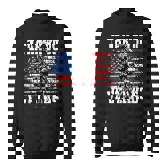Thank You Veterans USA American Flag Military Army Sweatshirt Unisex | Mazezy