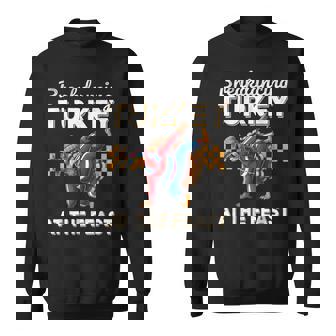 Thanksgiving Breakdancing Turkey At Table Boys Kids Toddler Sweatshirt Unisex | Mazezy