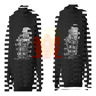 Three Screaming Hotdog Heads Full Moon Horror Night Sweatshirt Unisex | Mazezy