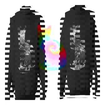 Tie Dye Cat Colorful Tye Dye Kitten Sweatshirt Unisex | Mazezy