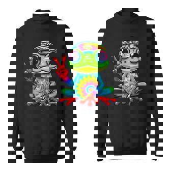 Tie-Dye Frog Peace Sign Hippie Sweatshirt Unisex | Mazezy