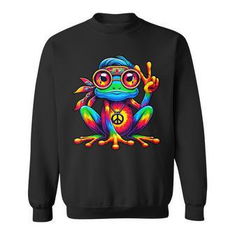 Tie-Dye Hippie Frog Peace Sign 70S Party & 60S Costume Sweatshirt - Thegiftio UK