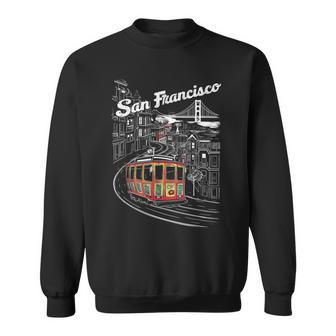 Historic San Francisco Cable Car Vintage Sf Illustration Sweatshirt - Thegiftio UK
