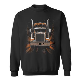 Trucker American Flag Big Rig Semi-Trailer Truck Driver Sweatshirt - Thegiftio UK