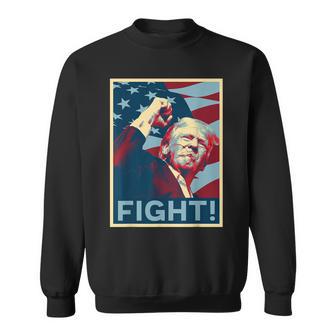 Trump Fight Fist Pump Us Flag Vintage Style Poster 2024 Sweatshirt | Mazezy