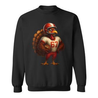 Turkey Football Player Six Seven 6 7 Meme Thanksgiving Sweatshirt - Seseable