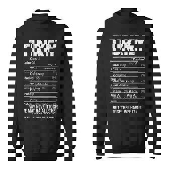 Turkey Nutrition Facts Thanksgiving Food Sweatshirt Unisex | Mazezy