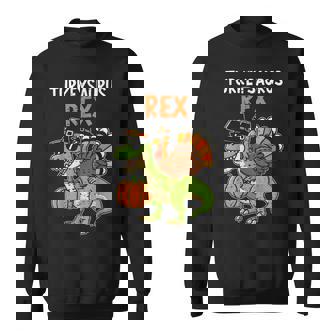 Turkeysaurus Rex Thanksgiving Turkey Dino Toddler Boy Sweatshirt - Monsterry