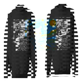 Tuxedo Cat Starry Night Painting Tuxedo Cat Lover Sweatshirt - Thegiftio