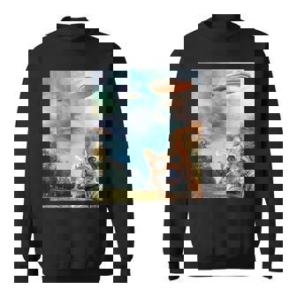 Ufo付き猫セルフィー スウェットシャツ - Kawaiitshirt